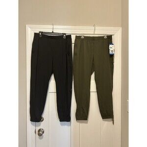 Athletic Pants / Joggers  (Lot Of 2)  Size Large Black And Green Wide Soft